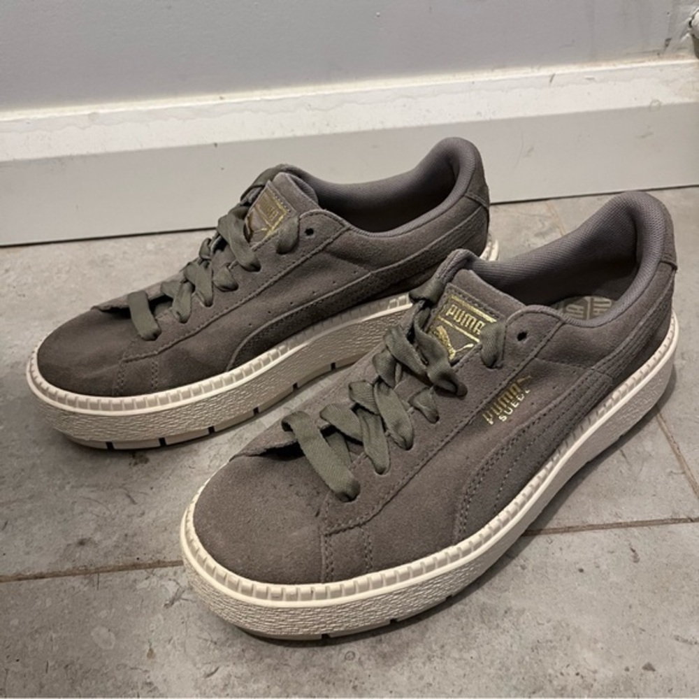 Puma Platform Sneakers in Gray with Cream Sole